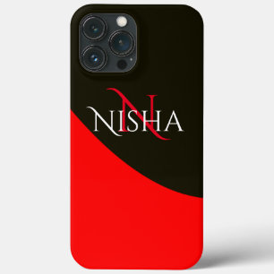 Modernes rotes und schwarzes abstraktes Monogramm Case-Mate iPhone Hülle