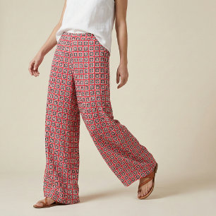 Modernes, rotes und schwarzes geometrisches Muster Stoff
