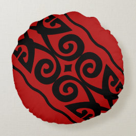 Modernes rotes und schwarzes Muster Rundes Kissen