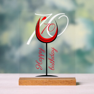 Modernes Rotes Weinglas 70. Geburtstag Acrylschild