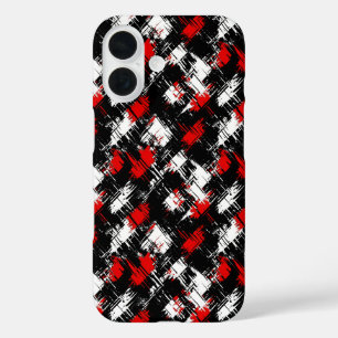 Modernes rotes, weißes Schwarzes Muster iPhone 16 Hülle