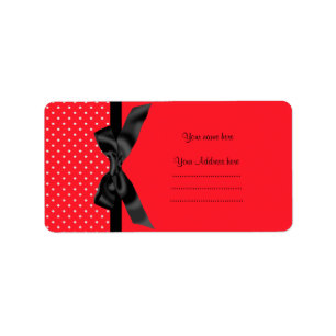 MODERNES ROTES WHITE POLKA DOT ADRESSE ETIKETT ADRESSAUFKLEBER