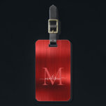 Modernes Rotgebürstetes Monogram Gepäckanhänger<br><div class="desc">Modernes Niedliches Bag-Tag mit rotem Burgund-Pinsel</div>