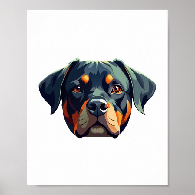 Modernes Rottweiler-Portrait - Bold Vector Style D Poster (Vorne)