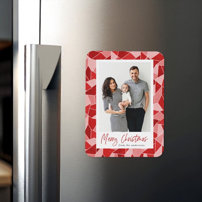 Modernes Rotverkettetes Glas Frohe Weihnachtszeit  Magnet (Von Creator hochgeladen)