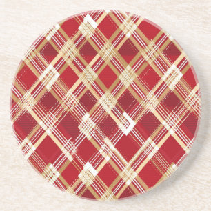 Modernes, rotweißes, Kariertes Muster Getränkeuntersetzer
