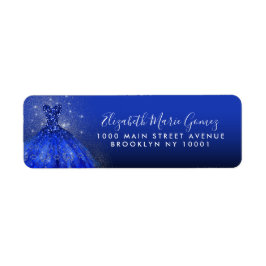 Modernes Royal Blue Gold Glitzer Gown Quinceanera