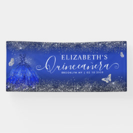 Modernes Royal Blue Silver Gown Quinceañera Willko Banner