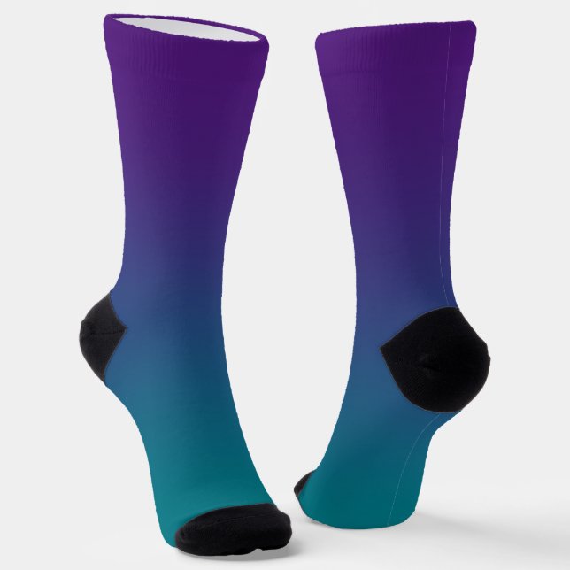 Modernes Royal Lila Dark Türkis Gradient Socken (Gewinkelt)