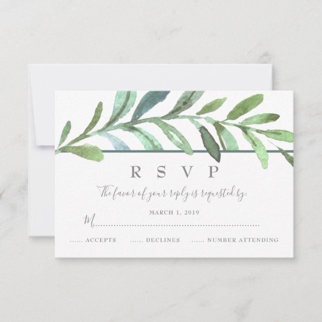 Modernes RSVP für Botanische Hochzeiten (Vorderseite)