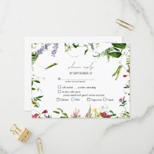Modernes RSVP für die Wildblume Watercolor Einladungspostkarte