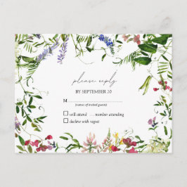 Modernes RSVP für die Wildblume Watercolor Einladungspostkarte