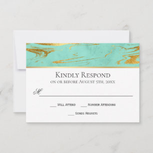 Modernes RSVP für Elegance Mint und Gold Wedding Karte