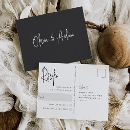 Modernes RSVP für handgeschriebene Hochzeiten in S Postkarte