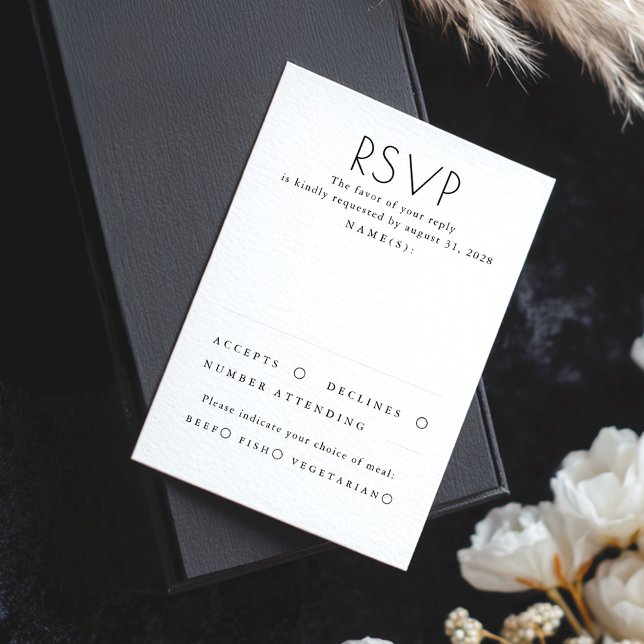 Modernes RSVP für Minimalistische Schwarz-Weiß-Hoc Karte (Black and White Minimalist Wedding RSVP Cards)