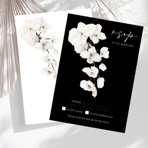 Modernes RSVP für Schwarz-Weiß-Orchideen Karte
