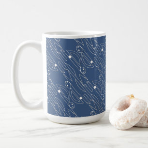 Modernes Running Rabbit Blue White einzigartig Kaffeetasse