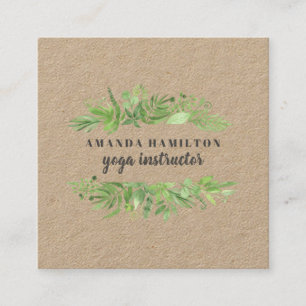 Modernes RUSTIC Wasserfarbenes Wildwiesen Quadratische Visitenkarte