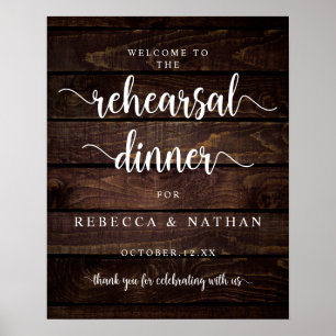 Modernes rustikales Abendessen bei Hochzeit Probe Poster