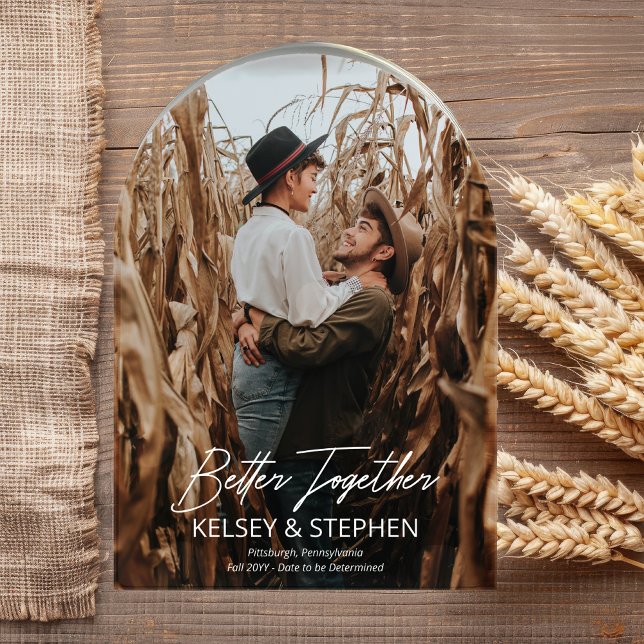 Modernes Rustikales besseres Zusammenspiel Foto Sa Acryleinladungen (Modern Rustic "Better Together" Photo Save the Date Acrylic Invitations)