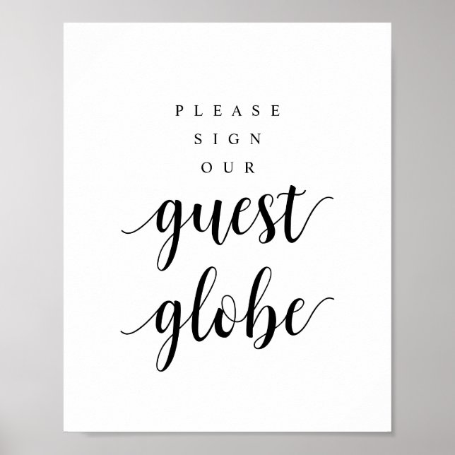 Modernes Rustikales Black Wedding Our Globe Poster (Vorne)