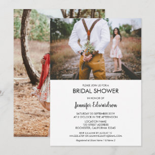 Modernes rustikales Brautparty mit elegantem Foto Einladung