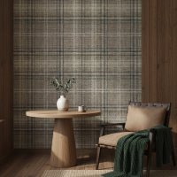 Modernes Rustikales Burlap Kariert Black