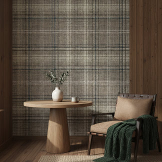 Modernes Rustikales Burlap Kariert Black Tapete