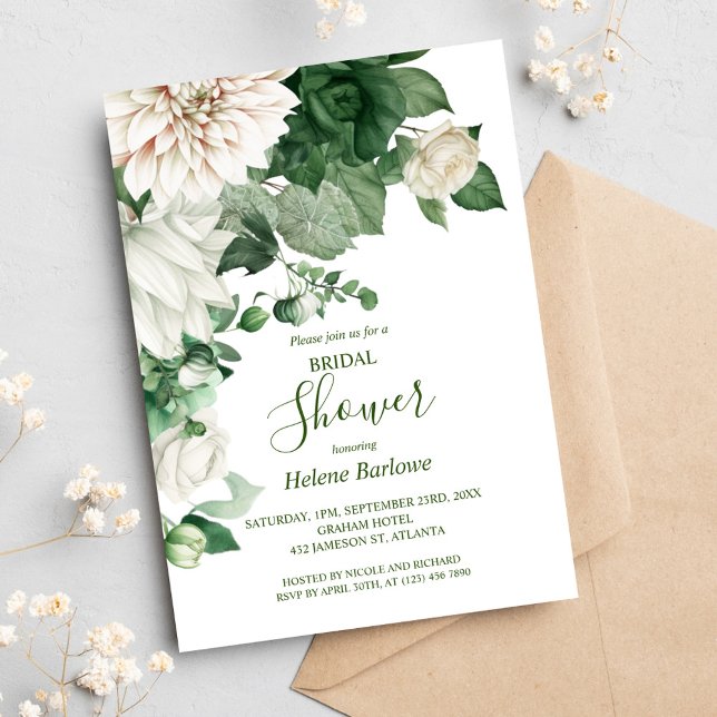 Modernes Rustikales Elegantes Smaragdgrünes Brautp Einladung (Modern Rustic Elegant Emerald Green Bridal Shower Invitation)