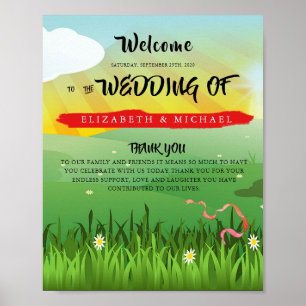 Modernes Rustikales Festival Hochzeit Willkommen Poster