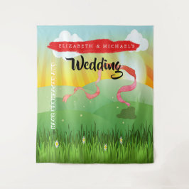 Modernes Rustikales Festival Wedfest Wedfest Foto Wandteppich