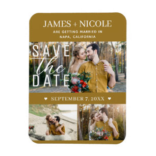 Modernes Rustikales Gold Save the Date Hochzeit 3 Magnet