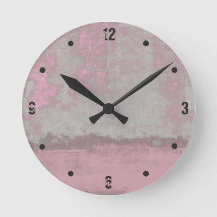 Modernes rustikales graues Mallow pink abstrakt Runde Wanduhr