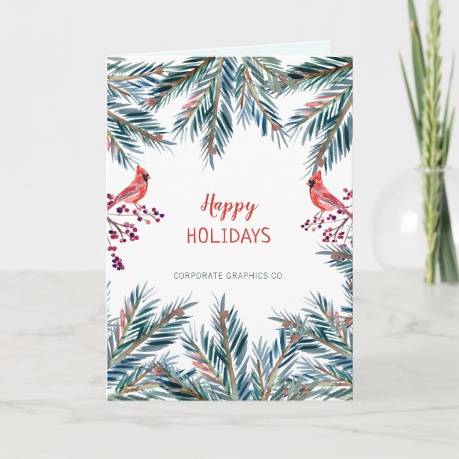 Modernes rustikales Happy Holidays Corporate LOGO Karte (Vorderseite)