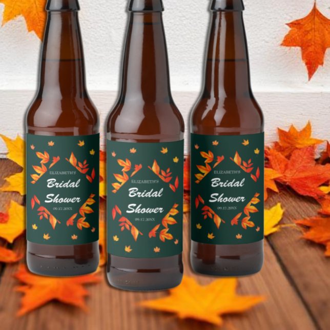 Modernes Rustikales Herbstleaves-Brautparty Bierflaschenetikett (Von Creator hochgeladen)