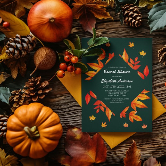 Modernes Rustikales Herbstleaves-Brautparty Einladung (Von Creator hochgeladen)