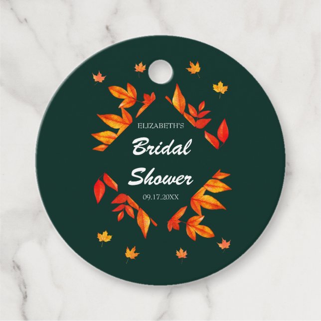 Modernes Rustikales Herbstleaves-Brautparty Geschenkanhänger (Vorderseite)