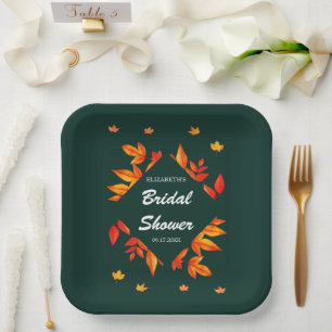 Modernes Rustikales Herbstleaves-Brautparty Pappteller