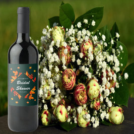 Modernes Rustikales Herbstleaves-Brautparty Weinetikett