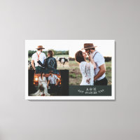 Modernes Rustikales Hochzeitfoto Collage Leaf Mono