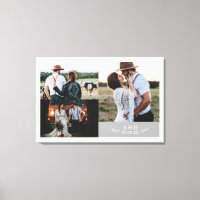 Modernes Rustikales Hochzeitfoto Collage Leaf Mono