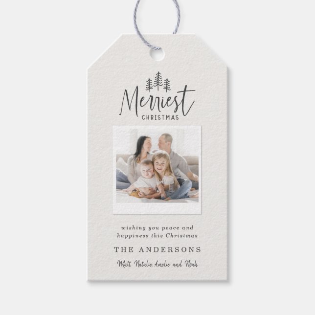 modernes rustikales Multi-Foto Geschenkanhänger (Vorderseite)