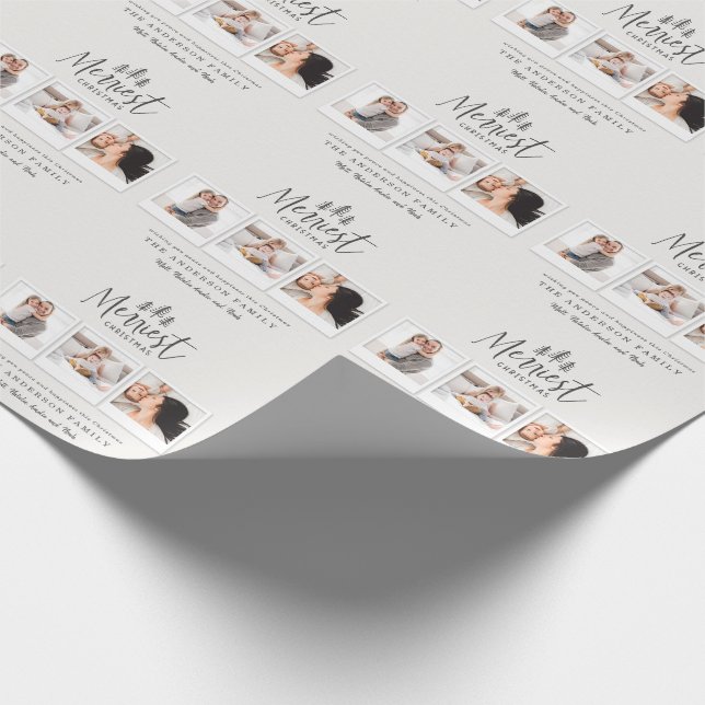 modernes rustikales Multi-Foto Geschenkpapier (Ecke)