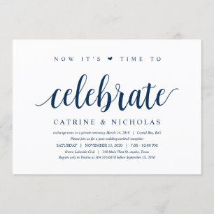 Modernes, rustikales, navy Blue Script, Hochzeitsf Einladung