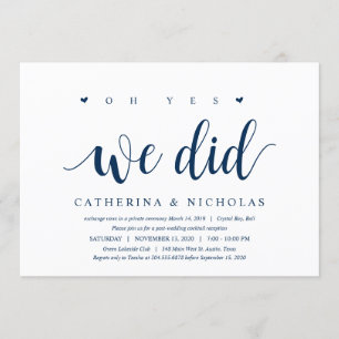 Modernes, rustikales, navy Blue Script, Hochzeitsf Einladung