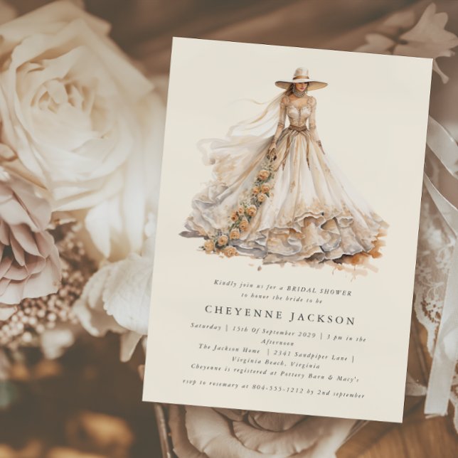 Modernes Rustikales Western Blumenmuseum Brautpart Einladung (Von Creator hochgeladen)