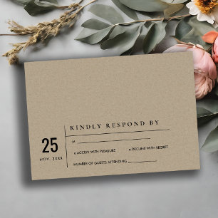 MODERNES RUSTISCHES KRAFT TYPOGRAPHY WEDD RSVP EINLADUNG