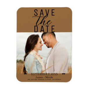 Modernes Saddle Brown Save the Date Hochzeitssembl Magnet
