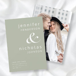 Modernes Sage Green Ampersand Foto Save The Date