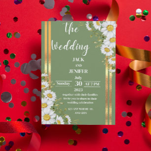 Modernes Sage Green mit weißer einfacher Hochzeit Einladung